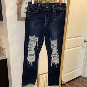 Judy Blue Dark Indigo Distressed Jeans